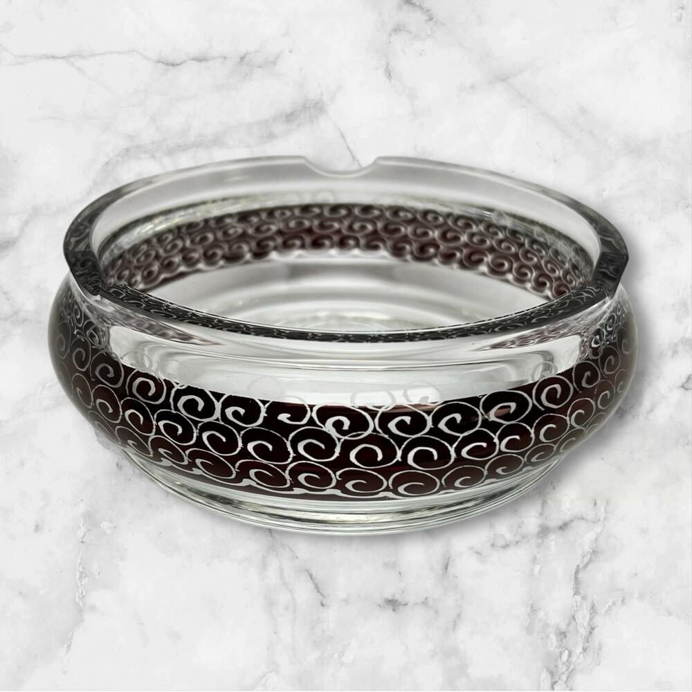 Vintage Egermann Ruby Red Cut To Clear Bohemian Crystal Cigarette Ashtray